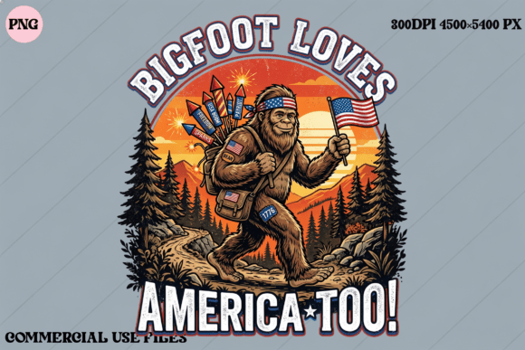 Bigfoot Loves America Too: A Graphic Design for Patriotic Projects