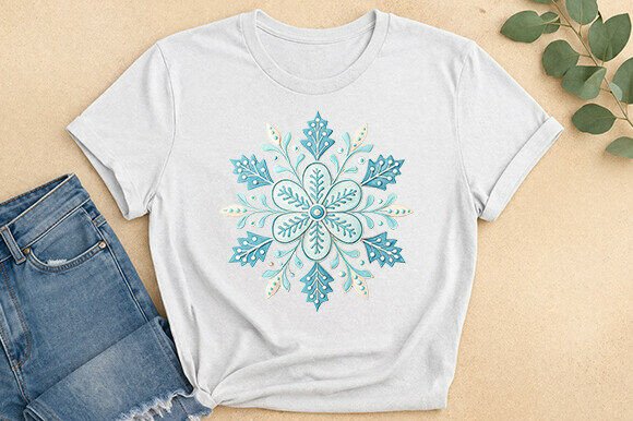 Blue Snowflake Mandala Graphic Tee: A Deep Dive