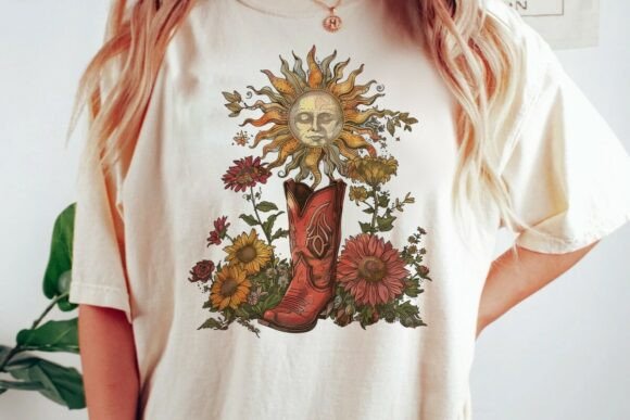 Cowboy Boot Sun Floral Graphic Png: A Designer’s Go-To Asset