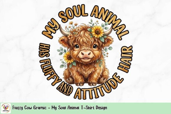 Fluffy Cow Graphic: My Soul Animal T-Shirt Design