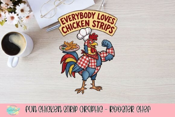 Fun Chicken Strip Graphic - Rooster Chef: A Design Asset with Personality