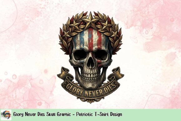 Glory Never Dies: Skull Graphic for Patriotic Apparel