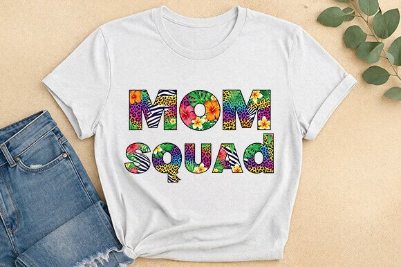 Mom Squad Floral Pattern Graphic Tee