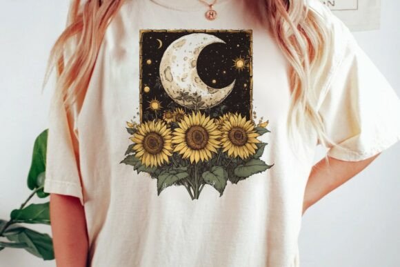 Moonlit Mystique: Designing with the 2148_tshirt_graphic_design_of_a_A_moon_m