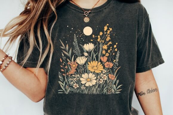 Moonlit Wildflower Meadow Graphic Png for Designers
