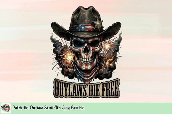 Patriotic Outlaw Skull: A Bold 4th of July Design