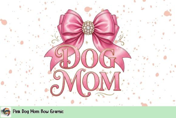 Pink Dog Mom Bow Graphic: A Touch of Glamour for Pet Lovers