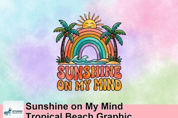 Sunshine on My Mind: A Tropical Beach Graphic for Vibrant Projects
