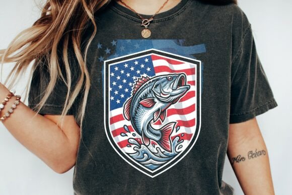 USA Flag Bass Fishing Graphic Emblem: A Patriotic Catch
